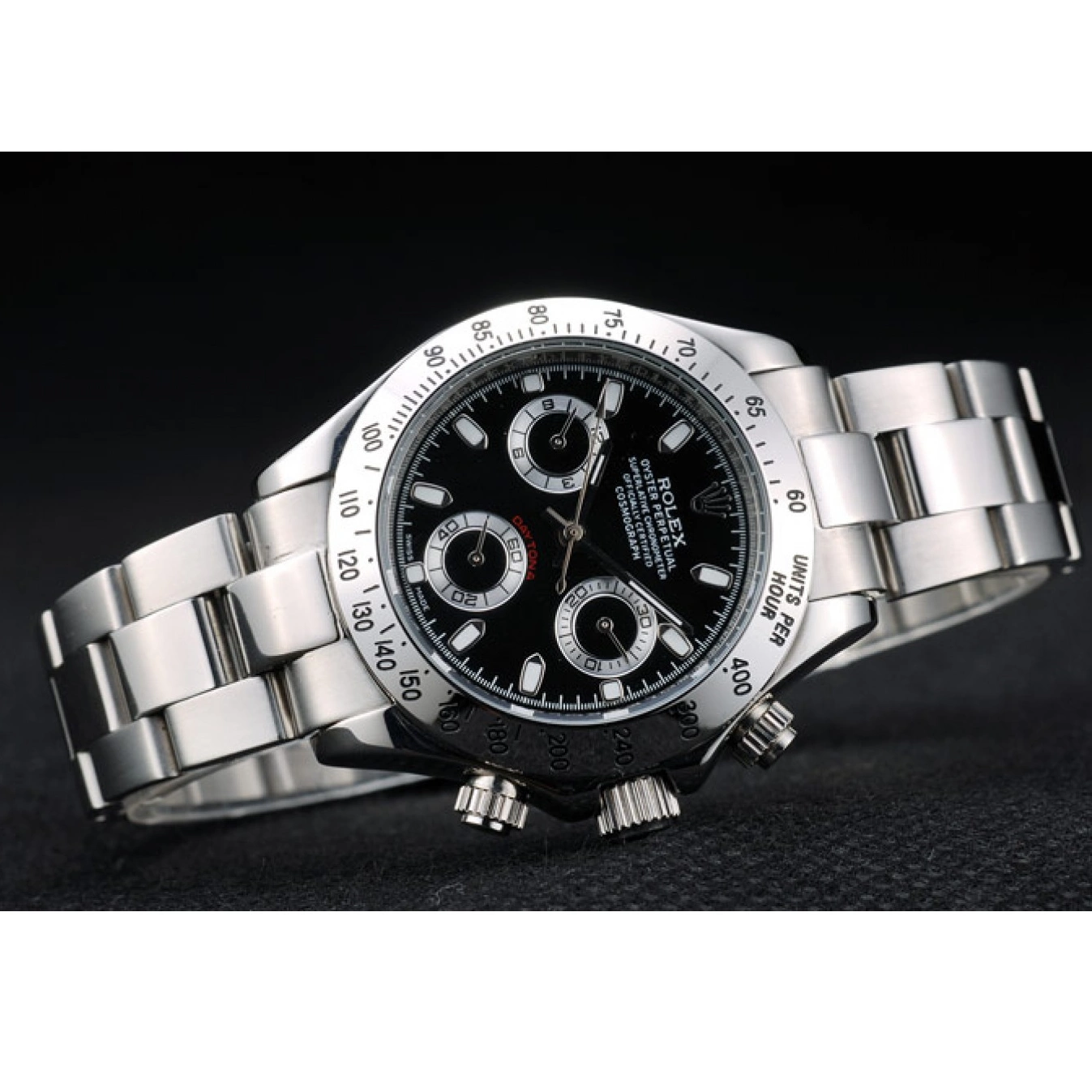 Aaa replica watch Lady Stainless Case Dial Tachymeter Rolex Black Steel Daytona 0715